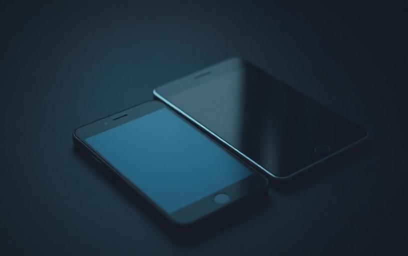 A smartphone and tablet on a dark surface